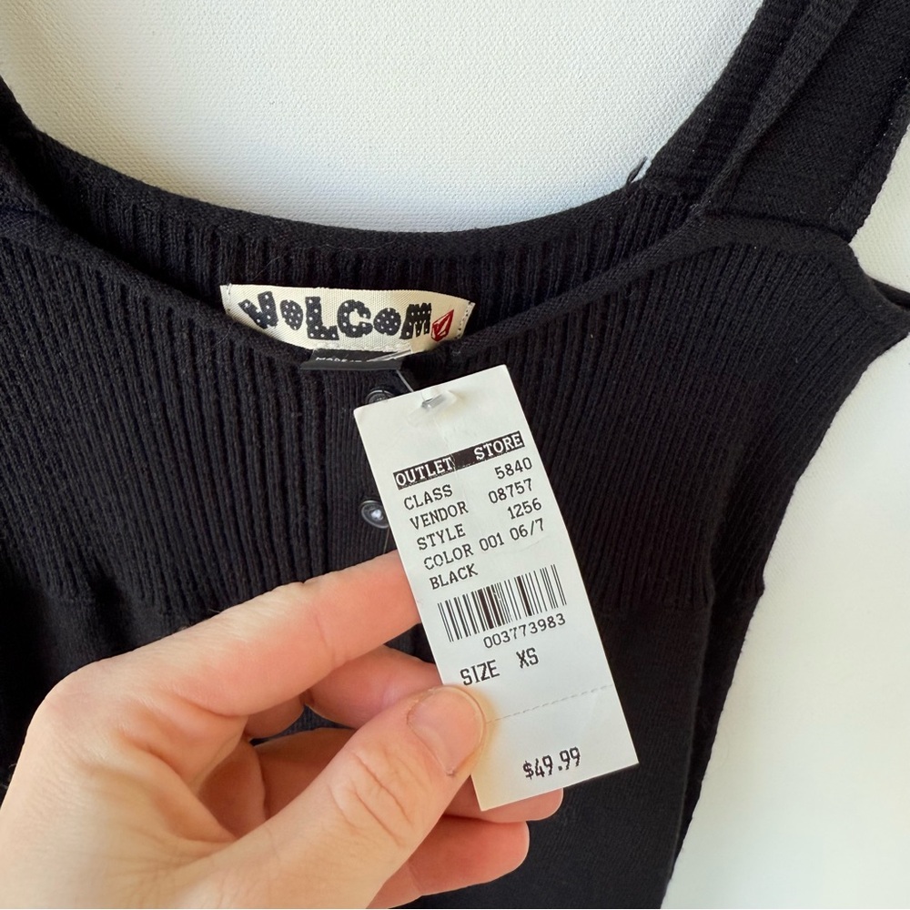 Volcom Black Ribbed Mini Dress with Button Front - Picture 5 of 9